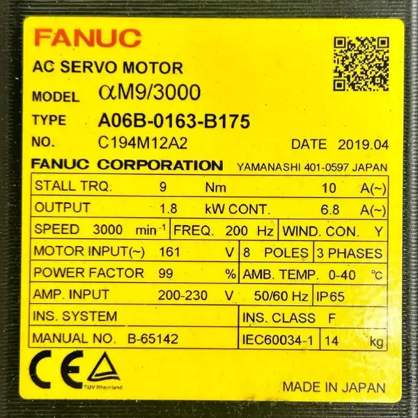 AC Servo Motor A06B-0163-B175 Fanuc 3 AC Servo Motor A06B-0163-B175 Fanuc