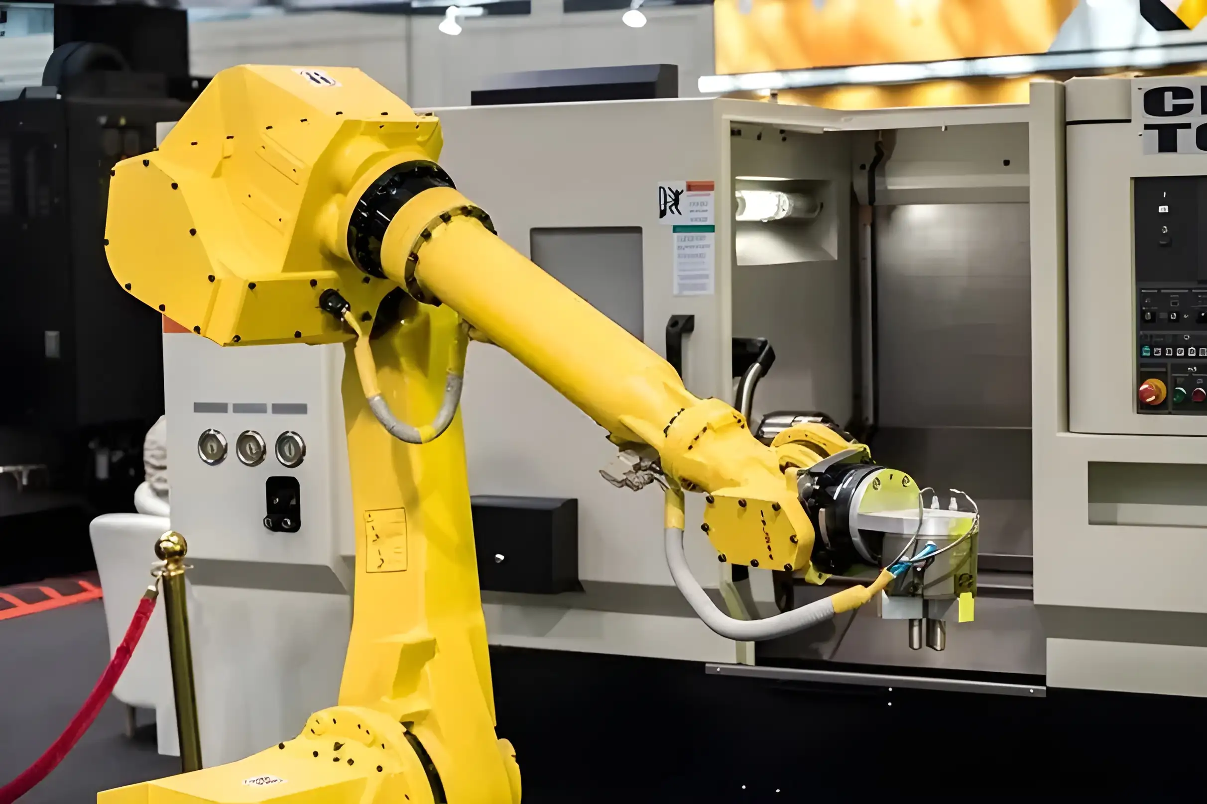 Cách tự động hóa cải thiện tính bền vững trong ngành công nghiệp sản xuất 5 Robot công nghiệp tự động cấp phôi cho máy CNC