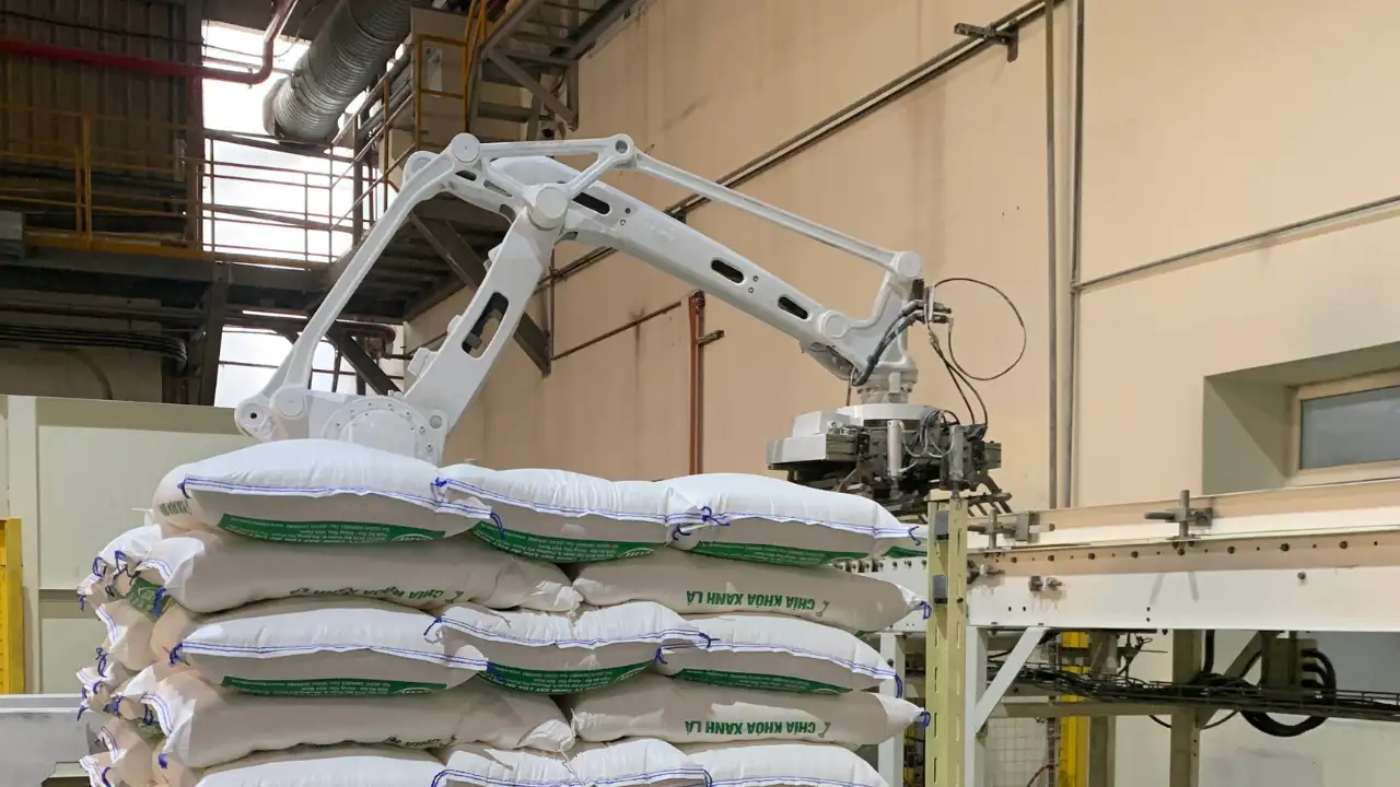 Dự Án Robot Xếp Bao Chất Pallet 8 Dự án robot xếp bao chất pallet tự động