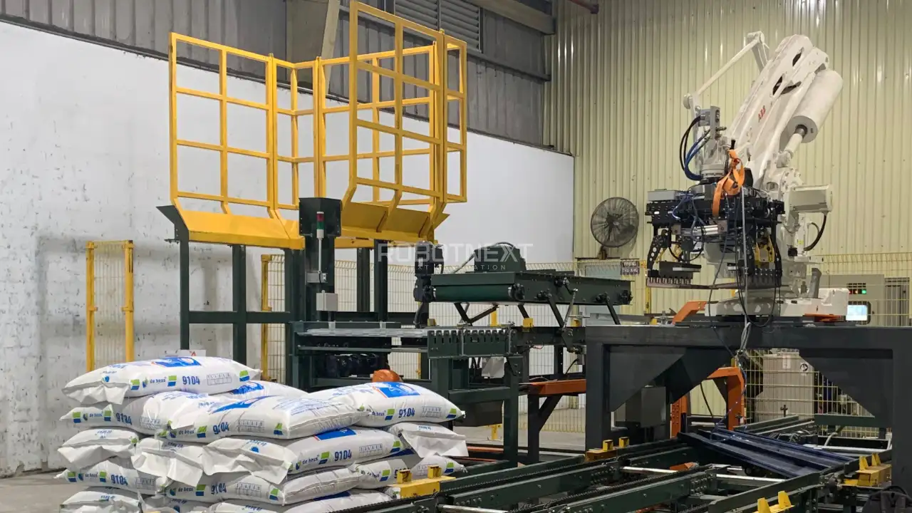 Hệ thống robot palletizing bao hàng tự động